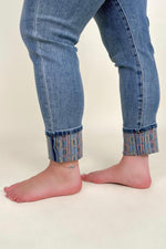 Hazel Blues® | Judy Blue High Waist South Western Print Cuffed Relaxed Fit Jeans - Hazel Blues®