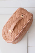 Hazel Blues® |  Large Capacity Quilted Makeup Bag in Pink