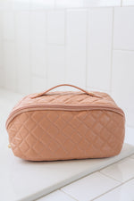 Hazel Blues® |  Large Capacity Quilted Makeup Bag in Pink