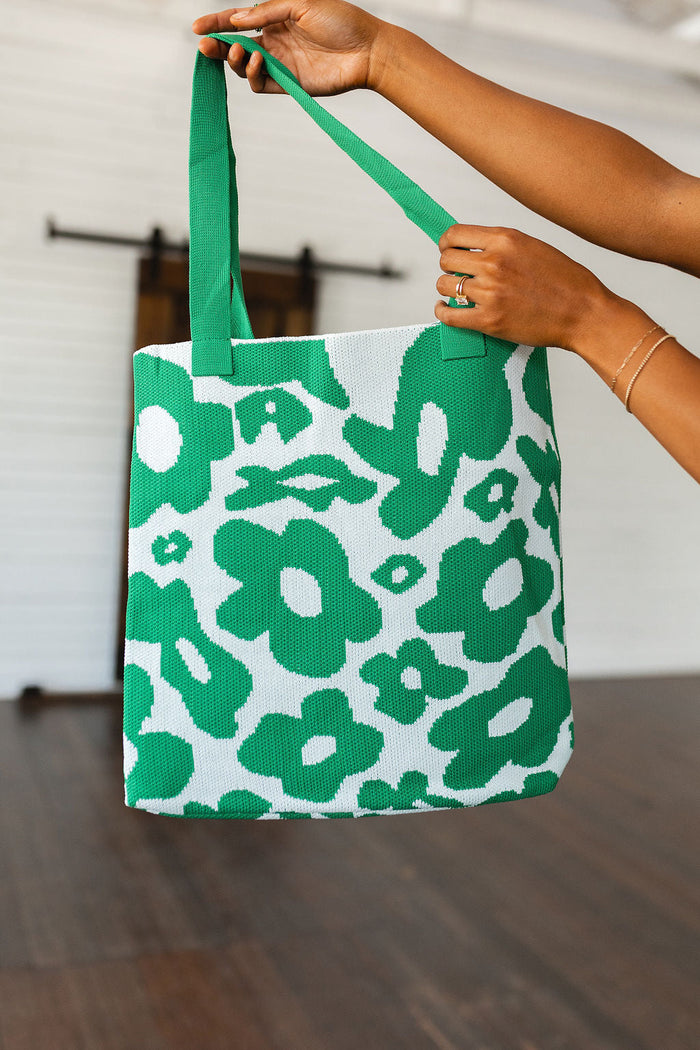 Hazel Blues® |  Lazy Daisy Knit Bag in Green