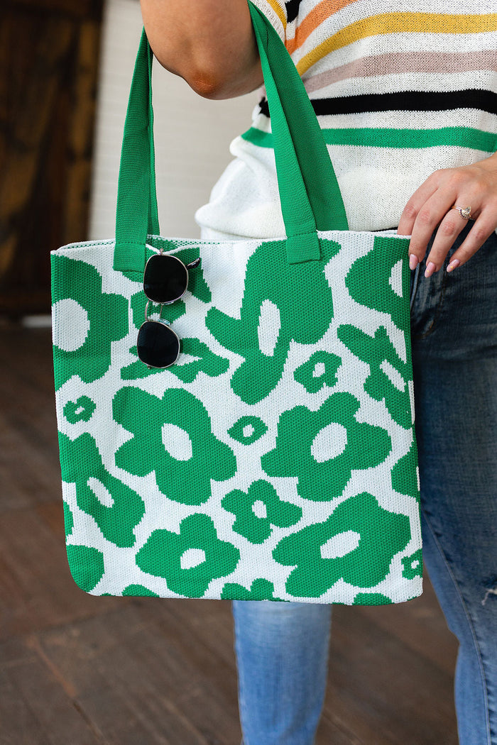 Hazel Blues® |  Lazy Daisy Knit Bag in Green