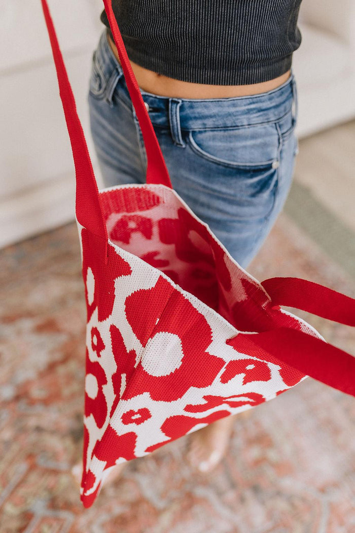 Hazel Blues® | Lazy Daisy Knit Bag in Red - Hazel Blues®