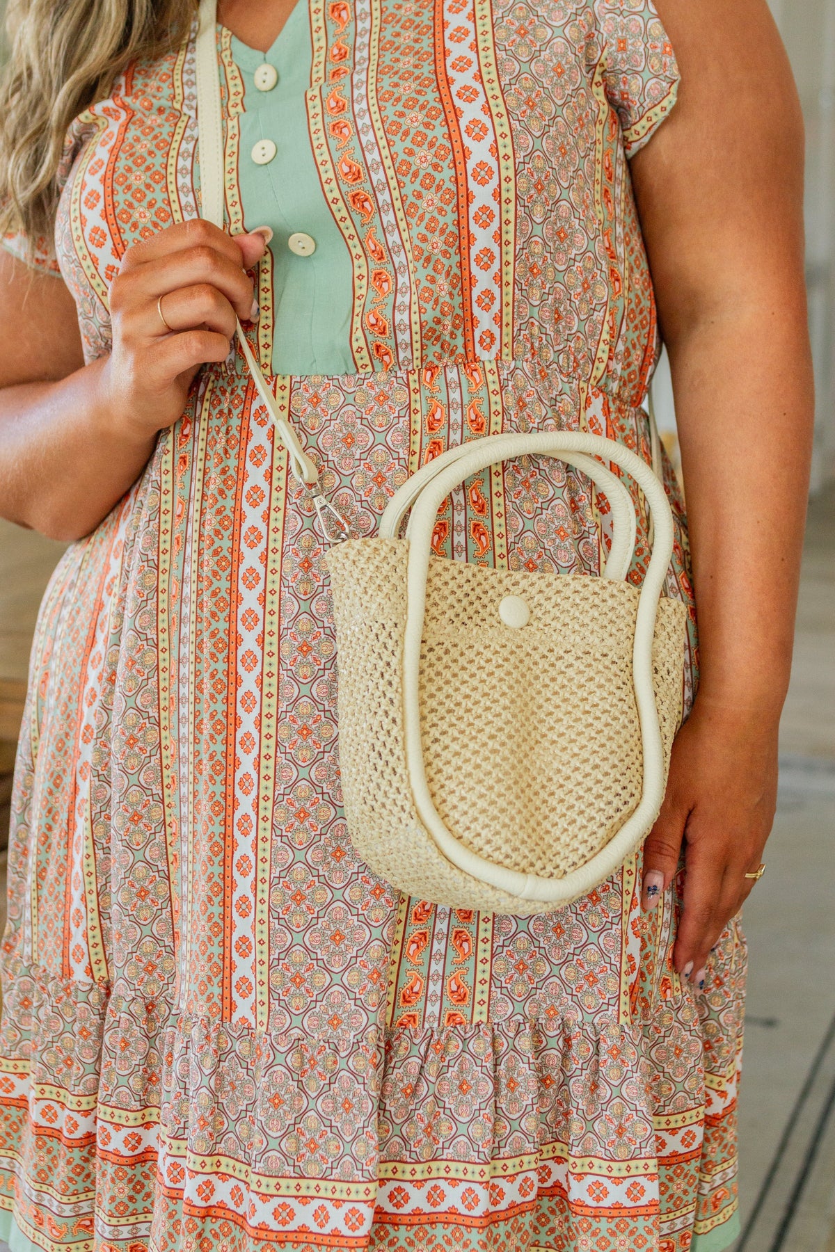 Hazel Blues® |  Lead the Way Woven Bucket Bag