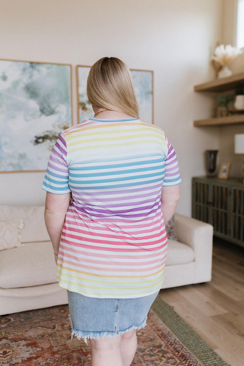 Hazel Blues® | Looking for Rainbows V-Neck Striped Top - Hazel Blues®