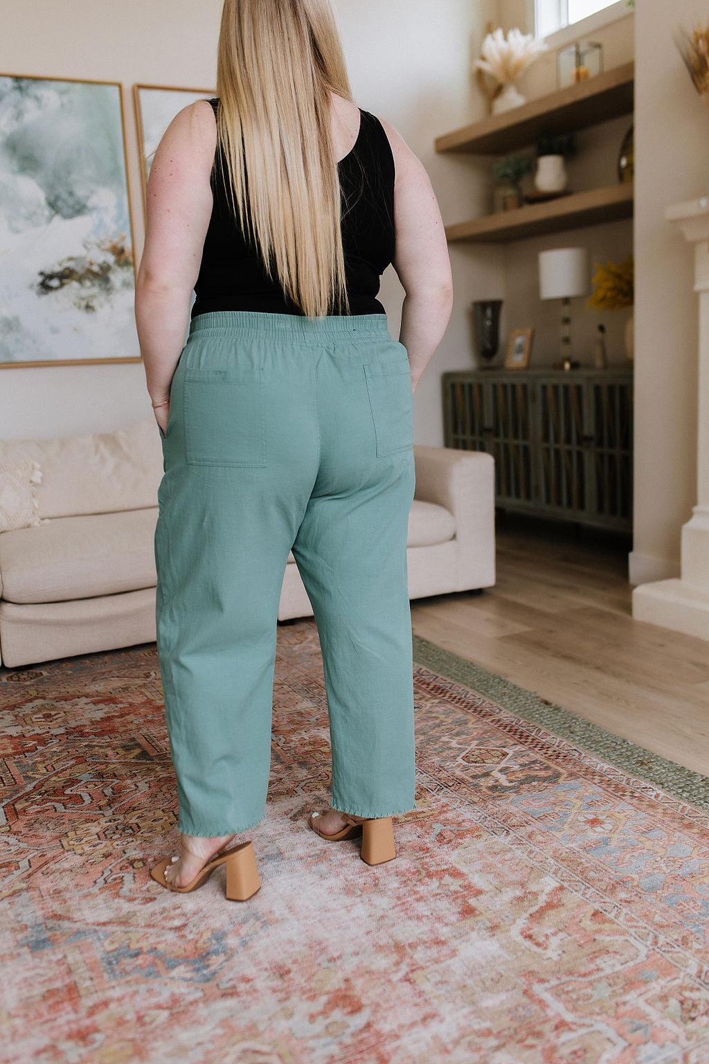 Hazel Blues® | Love Me Dearly High Waisted Pants in Jade - Hazel Blues®