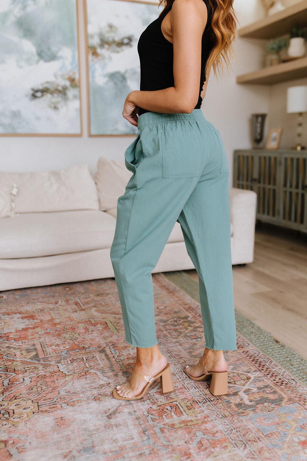 Hazel Blues® | Love Me Dearly High Waisted Pants in Jade - Hazel Blues®