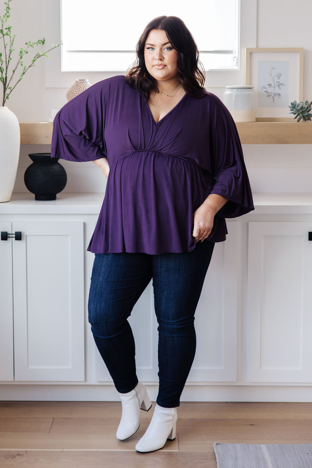 Hazel Blues® |  Love On The Line V-Neck Peplum Blouse
