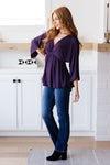 Hazel Blues® |  Love On The Line V-Neck Peplum Blouse