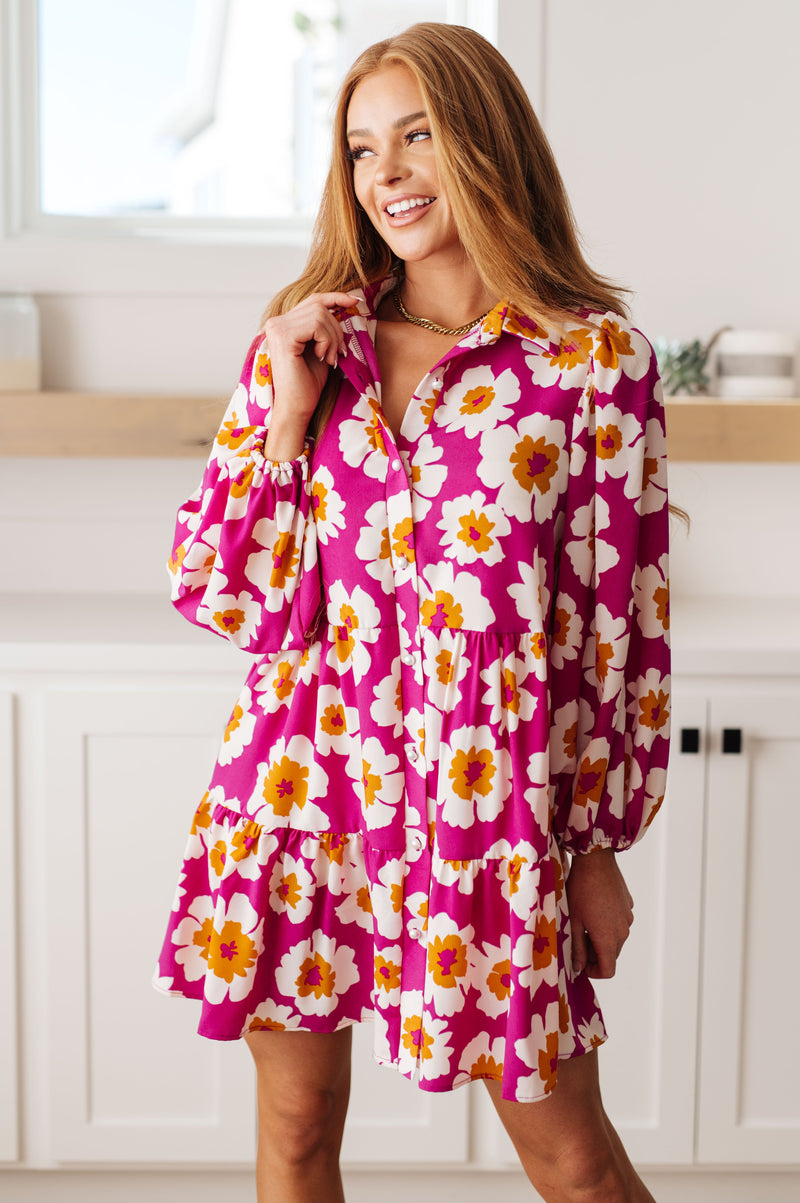 Hazel Blues® |  Magnificently Mod Floral Shirt Dress