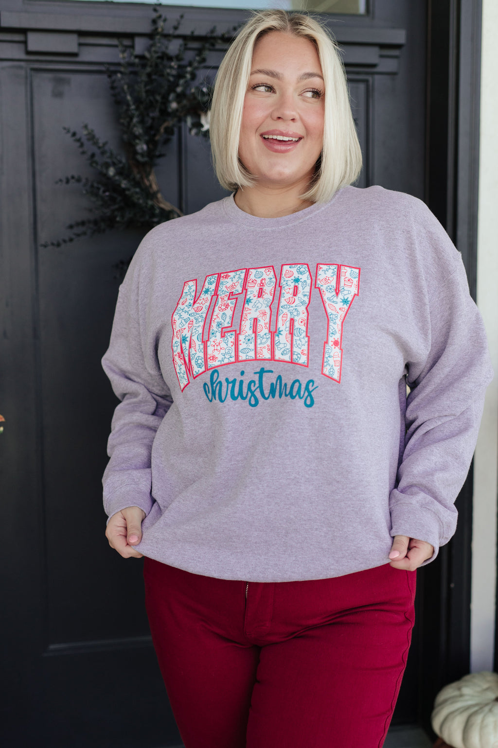 Hazel Blues® |  Merry Christmas Sweatshirt in Grey