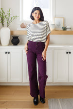 Hazel Blues® |  Petunia High Rise Wide Leg Jeans in Plum