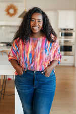 Hazel Blues® |  My Bae Boyfriend Top in Pink Kaleidoscope