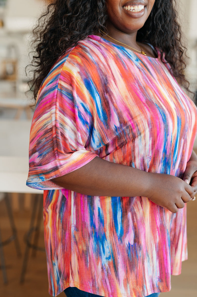 Hazel Blues® |  My Bae Boyfriend Top in Pink Kaleidoscope
