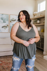 Hazel Blues® | Never Not Loving V-Neck Cami in Gray Green - Hazel Blues®