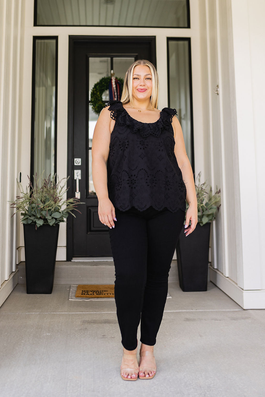 Hazel Blues® |  Parisian Stroll Lace Blouse in Black