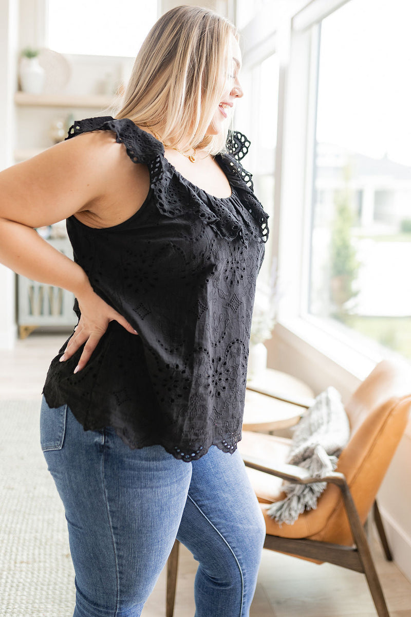 Hazel Blues® |  Parisian Stroll Lace Blouse in Black