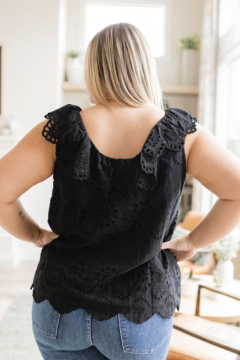 Hazel Blues® |  Parisian Stroll Lace Blouse in Black