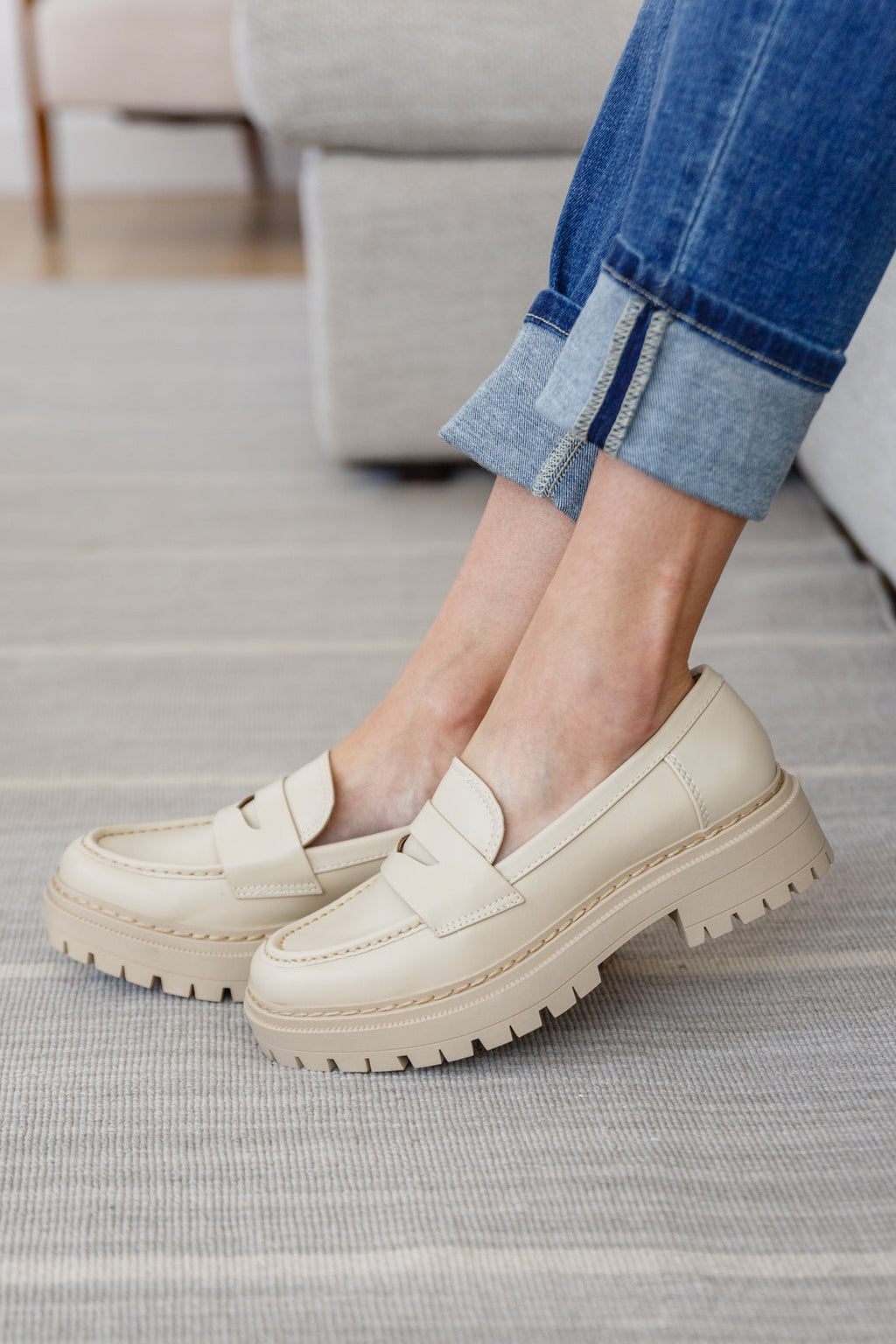 Hazel Blues® |  Penny For Your Thoughts Loafers in Bone