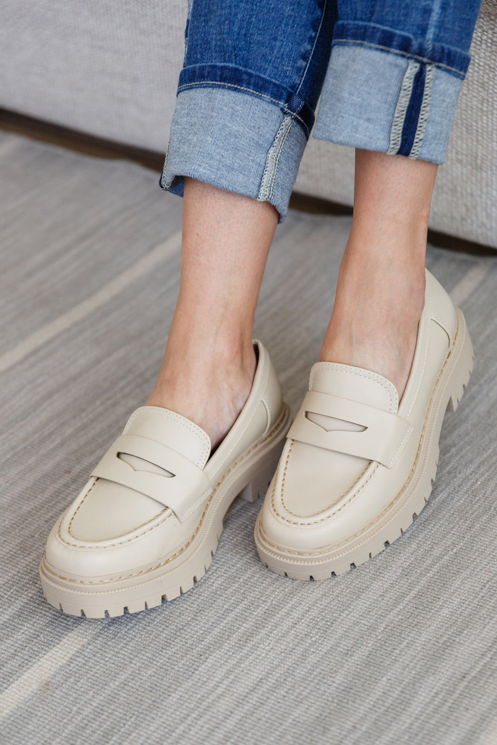 Hazel Blues® |  Penny For Your Thoughts Loafers in Bone