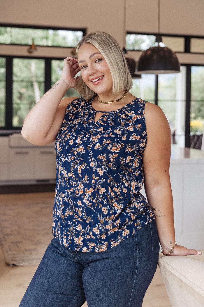 Hazel Blues® |  Perfect Floral Keyhole Sleeveless Top