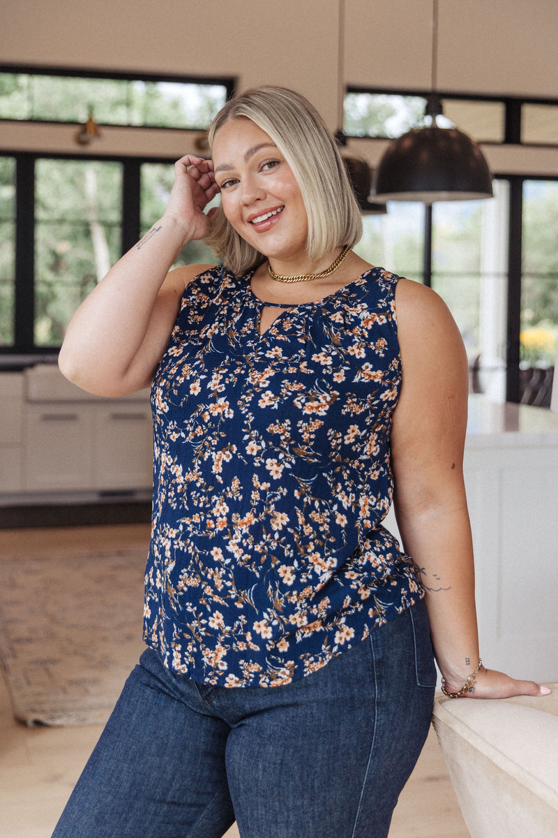 Hazel Blues® |  Perfect Floral Keyhole Sleeveless Top