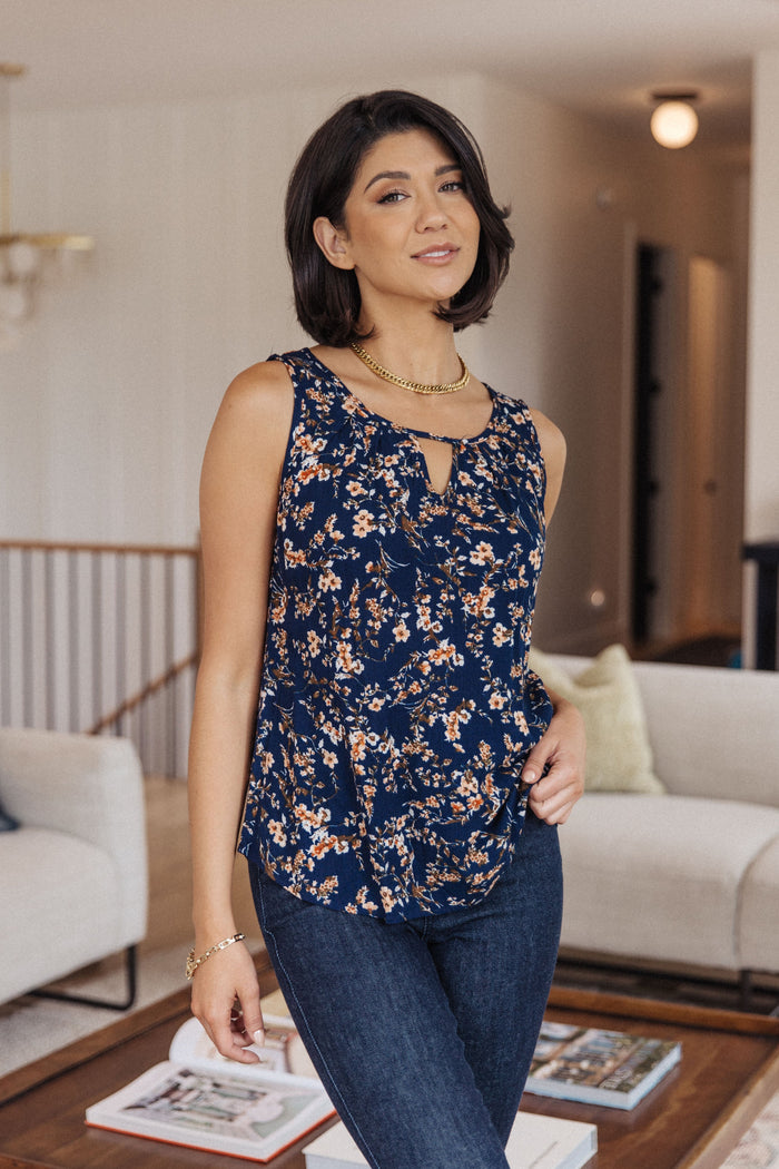 Hazel Blues® |  Perfect Floral Keyhole Sleeveless Top