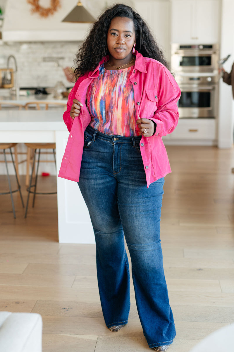 Hazel Blues® |  My Bae Boyfriend Top in Pink Kaleidoscope