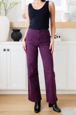 Hazel Blues® |  Petunia High Rise Wide Leg Jeans in Plum