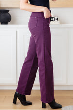 Hazel Blues® |  Petunia High Rise Wide Leg Jeans in Plum