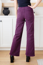 Hazel Blues® |  Petunia High Rise Wide Leg Jeans in Plum