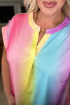 Hazel Blues® |  Lizzy Cap Sleeve Top in Ombre Rainbow