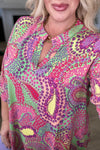 Hazel Blues® |  Lizzy Top in Green and Pink Paisley