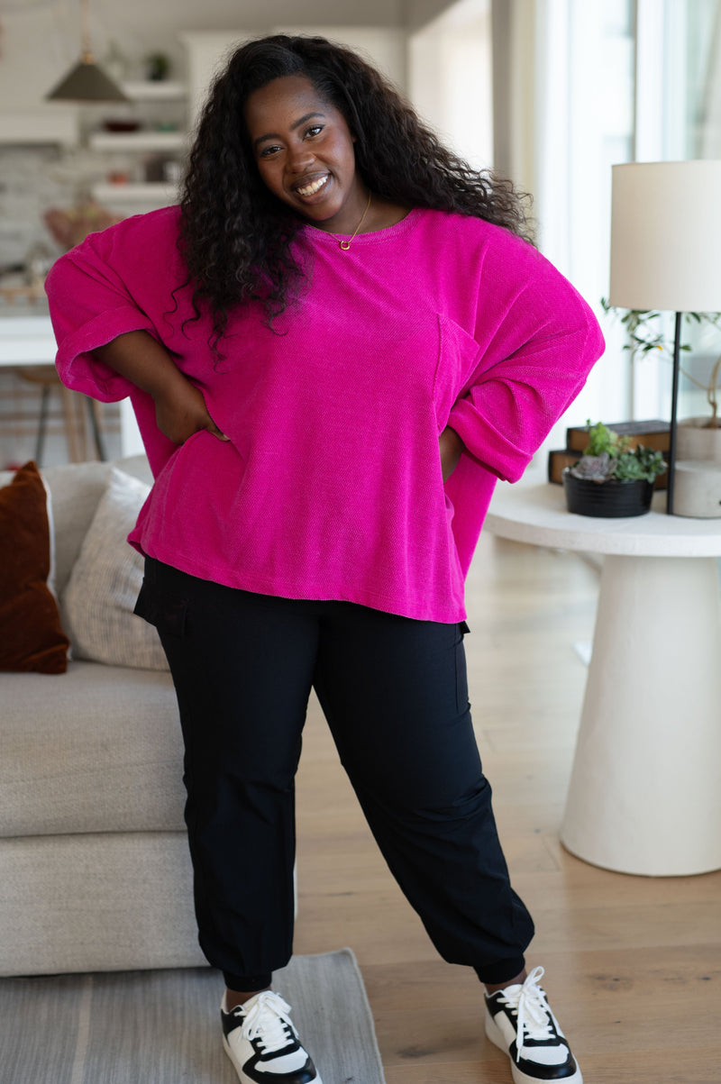 Hazel Blues® |  Pink Thoughts Chenille Blouse