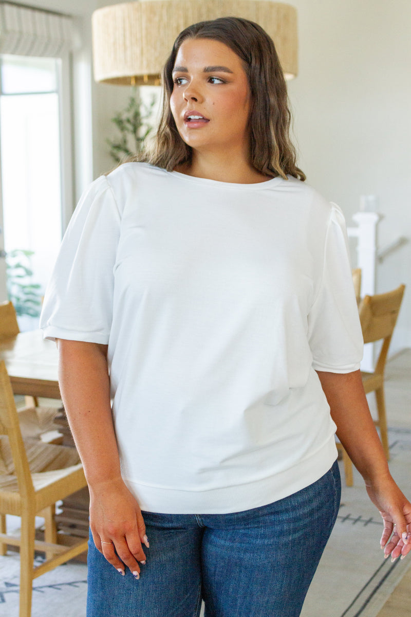 Hazel Blues® |  Pristine Puff Sleeve Top in White