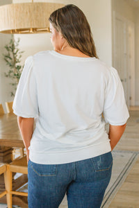 Hazel Blues® |  Pristine Puff Sleeve Top in White