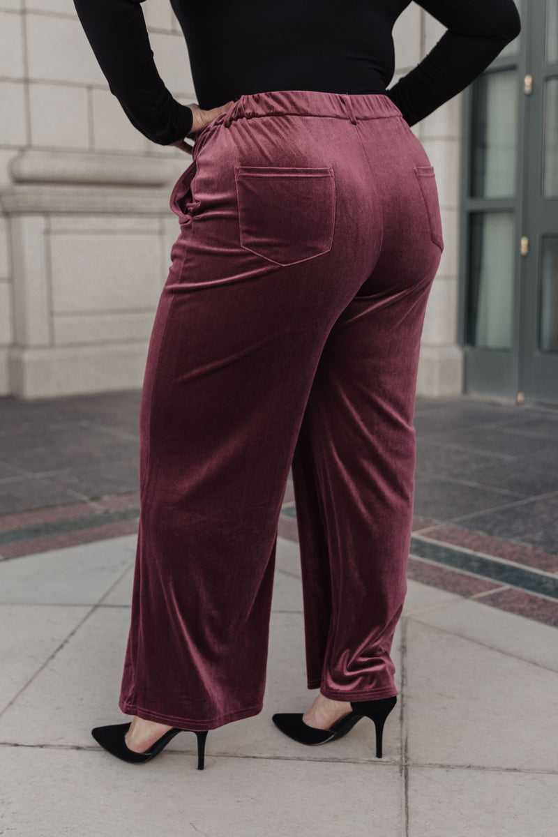 Hazel Blues® |  High Society Velvet Wide Leg Trousers