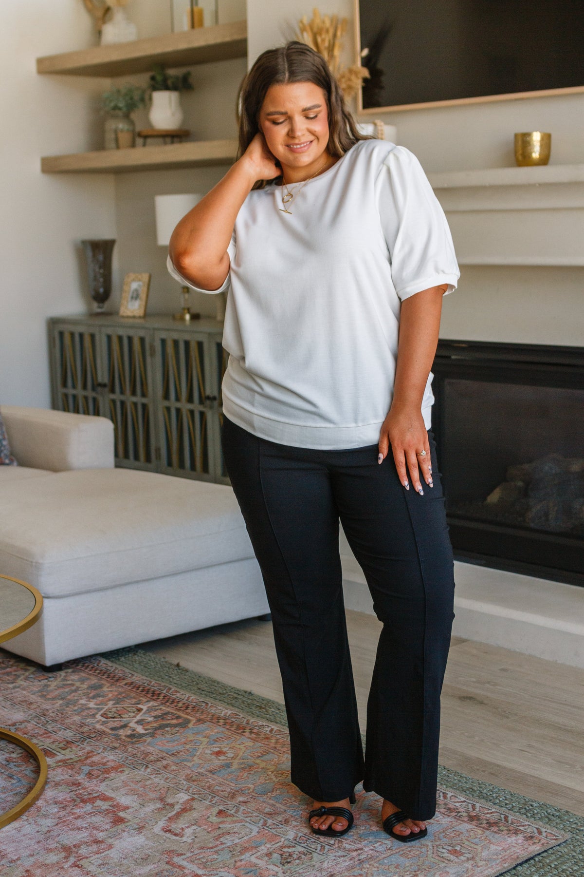 Hazel Blues® |  Pristine Puff Sleeve Top in White