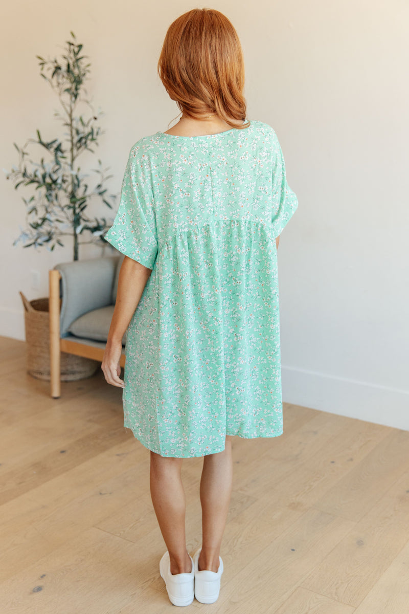 Hazel Blues® |  Rodeo Lights Dolman Sleeve Dress in Mint Floral