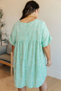 Hazel Blues® |  Rodeo Lights Dolman Sleeve Dress in Mint Floral