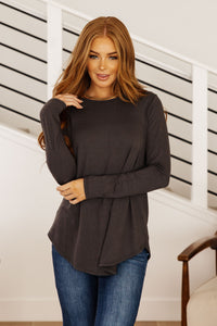 Hazel Blues® |  Scoop Me Up Long Sleeve Top in Ash Grey