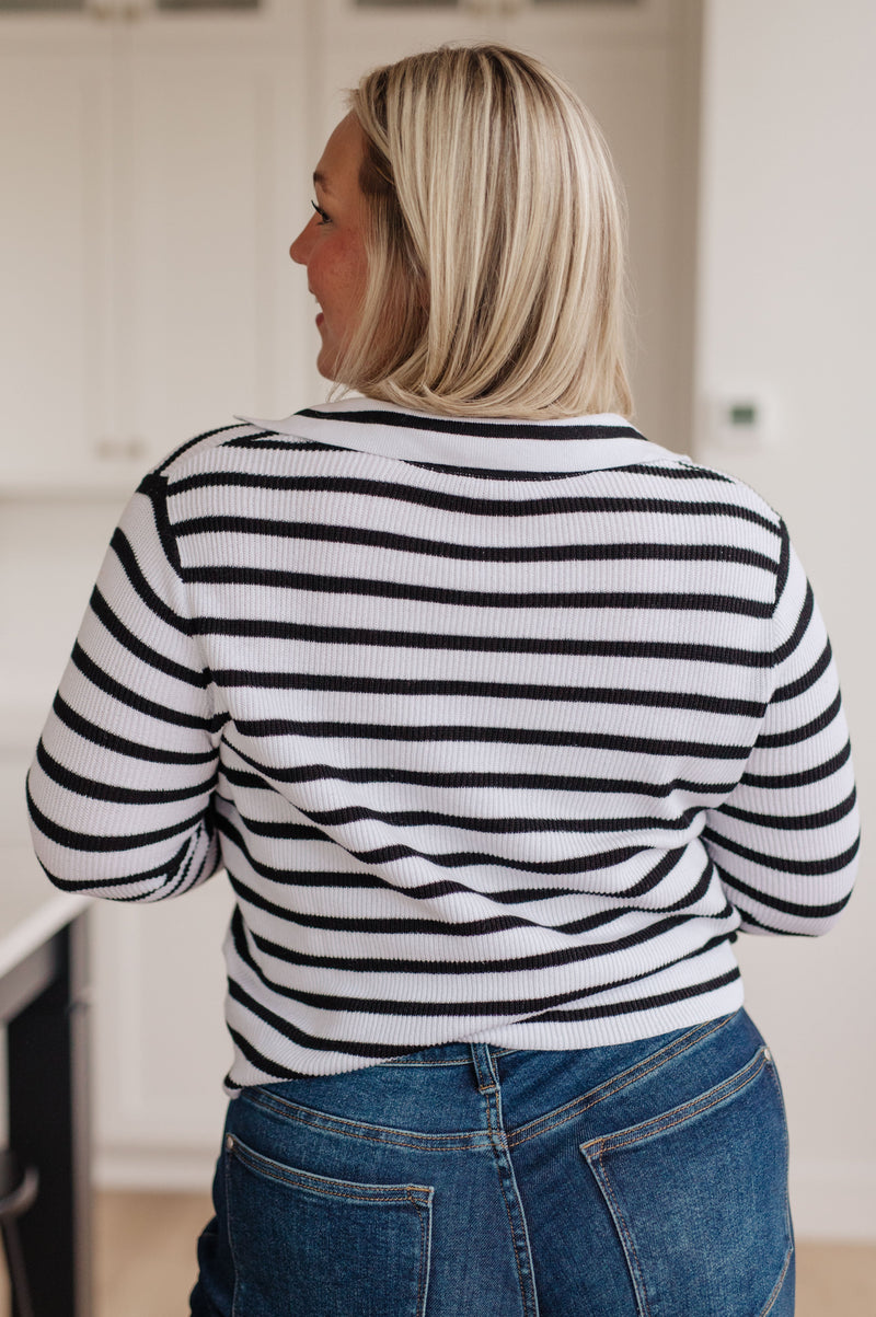 Hazel Blues® |  Self Improvement V-Neck Striped Sweater