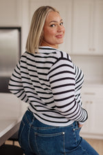 Hazel Blues® |  Self Improvement V-Neck Striped Sweater
