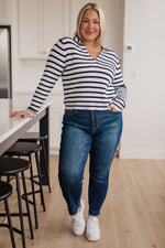 Hazel Blues® |  Self Improvement V-Neck Striped Sweater