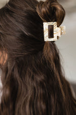 Hazel Blues® |  Small Square Claw Clip in Gold Pearl