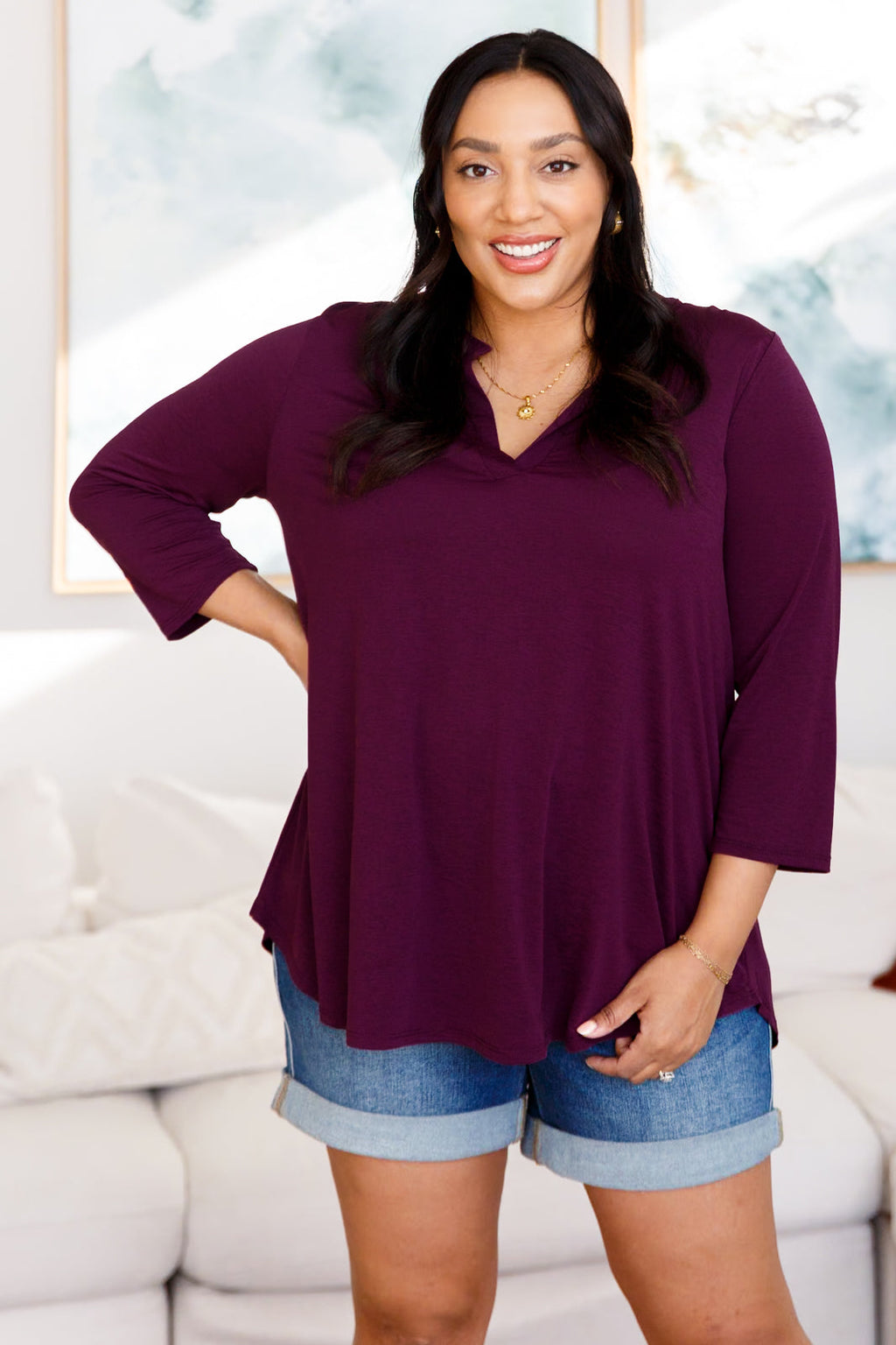 Hazel Blues® |  So Outstanding Top in Dark Magenta