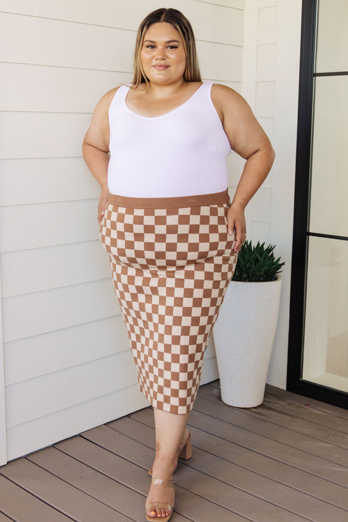 Hazel Blues® |  Start Your Engines Checkered Midi Skirt