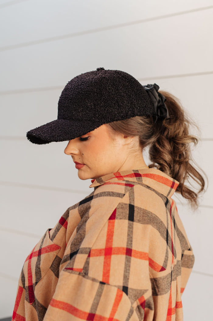 Hazel Blues® |  Lyla Sherpa Ball Cap in Black