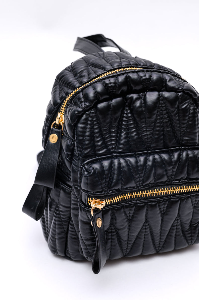 Hazel Blues® |  Take It With You Quilted Mini Backpack in Black