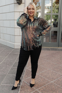 Hazel Blues® |  Too Glitz to Glam Button Up Shirt