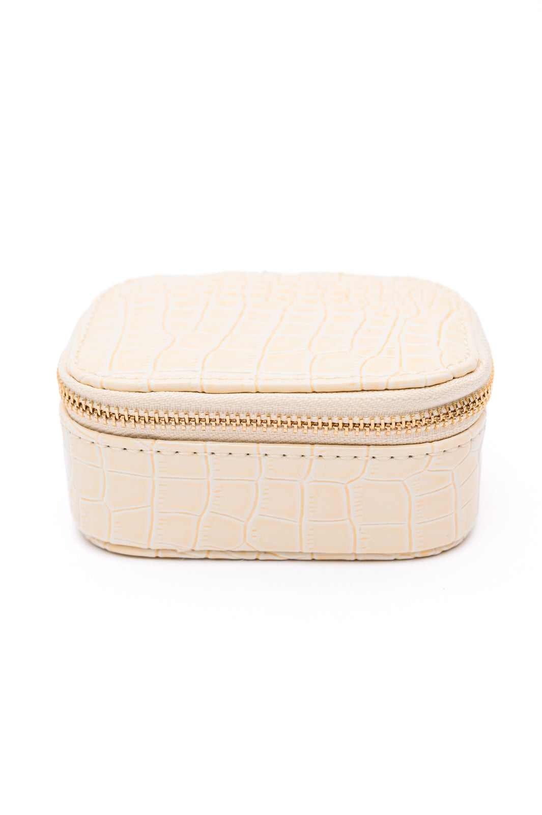 Hazel Blues® |  Travel Jewelry Case in Cream Snakeskin